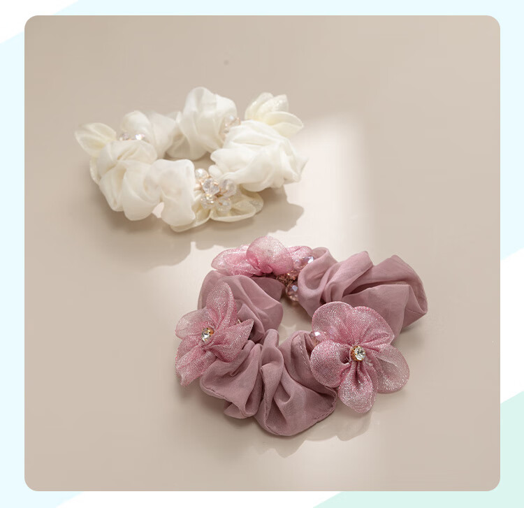 CHIMERA 2-Piece Hair Ties, Flower-Shaped Hair Bands, Bun Holders, Ponytail Holders, Hair Accessories, Elastic Bands for Women, Mid-Autumn Festival Gift 21