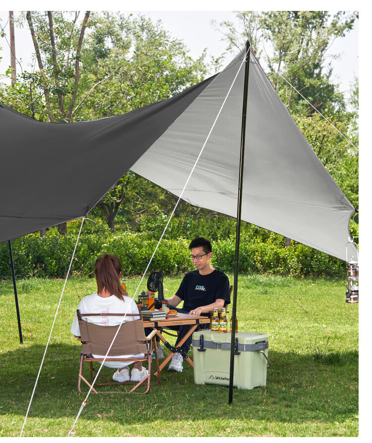 WhitePeak Tarpaulin Sunshade Tent, Black Rubber Silver-Coated Camping Butterfly-Shaped Sun Protection, Outdoor Leisure Rainproof Shelter, Area Approximately 25 Square Meters 15