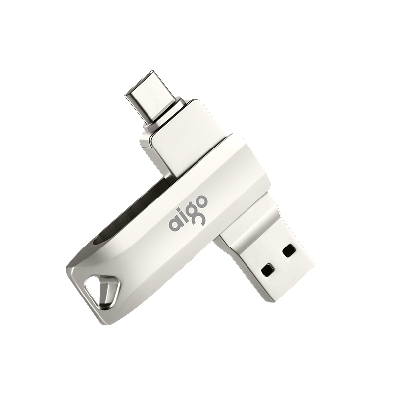 Aigo 128GB Type-C USB3.2 Mobile Flash Drive U351 High-Speed Read/Write Model Silver Dual Interface for Phones And Computers, Newly Upgraded with Read Speed up to 220MB/S