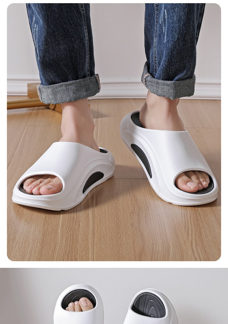 Huili Men's Slippers, Summer Outdoor Non-Slip Quick-Drying Beach Shoes, Home Sports Sandals, HL02251 White And Black, Size 40-41 14