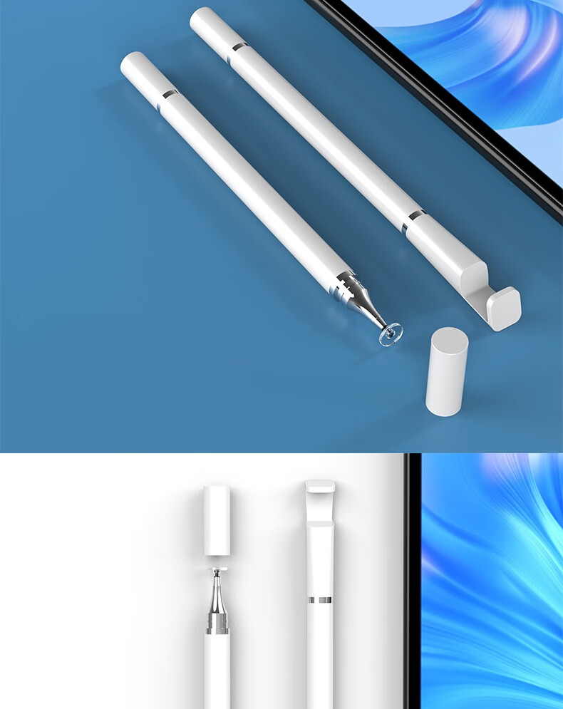 Aolang IPad Capacitive Stylus, Mobile Touch Pen, Round Disc Touchscreen Pen for Tablets, Universal Drawing Pen for Xiaomi, Apple, OPPO, Huawei Matepa, Writing Ballpoint Pen, Two-In White 16