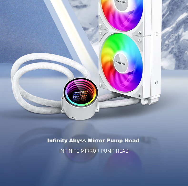 PowerTrain Ice Cube DL360 Integrated Water-Cooled White CPU Cooler ARGB Lighting Synchronized Case for Desktop Computer Host 1700/1200/1150/1151/AM4/AM5 2