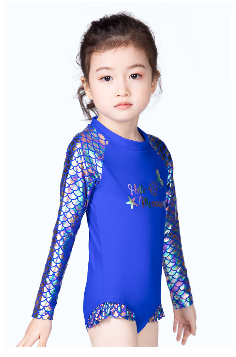 Momasong Children's Swimsuit One-Piece Long Sleeve Sun Protection Hot Spring Swimwear for Girls, Toddlers And Older Children Mermaid Swimwear 9