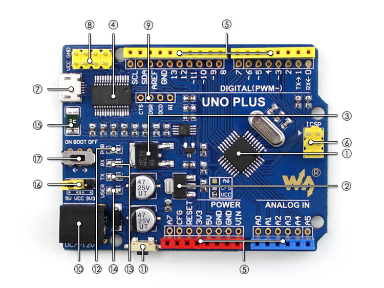 丢石头 ATMEGA328P开发板 兼容Arduino UNO R3 可接传感器模块 Micro USB接口 UNO PLUS【图片 价格 ...