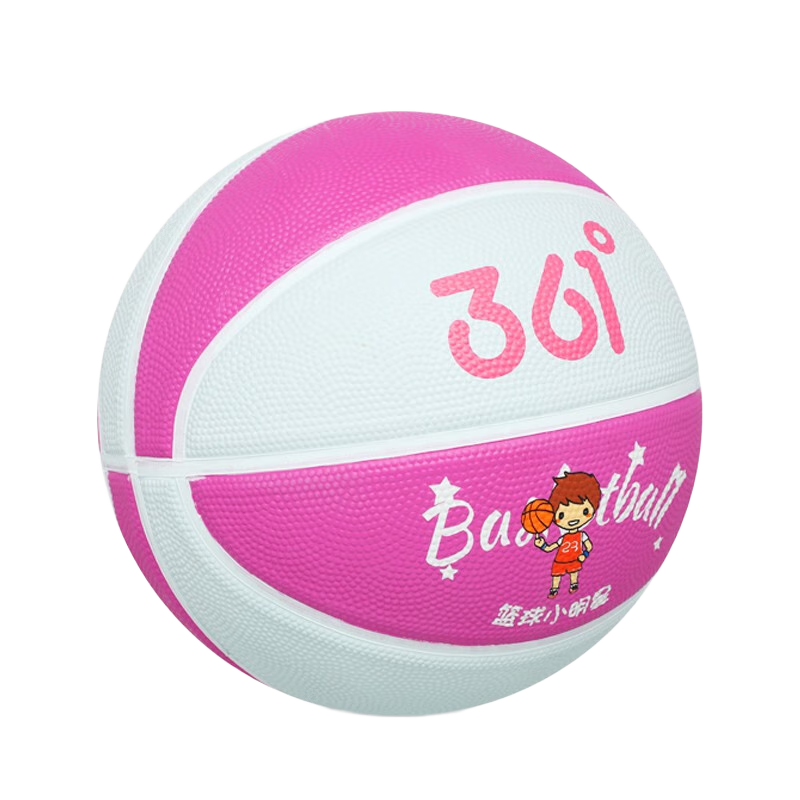 361° Basketball for Children, Primary And Secondary School Students, Indoor And Outdoor Training, Wear-Resistant Size 5 Rubber Toy Basketball with Free Pump, Pink And White