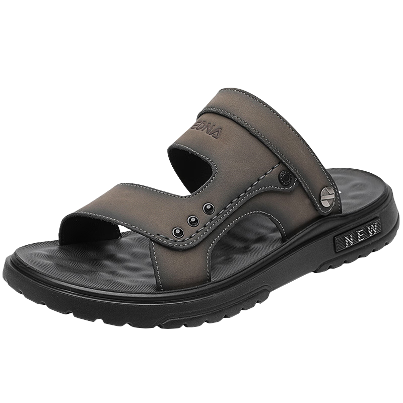 CARTELO Men's Sandals, Summer Breathable Outdoor Beach Shoes, Men's Hole Shoes, Soft-Soled Slippers for Men, 1228 Gray, Size 41