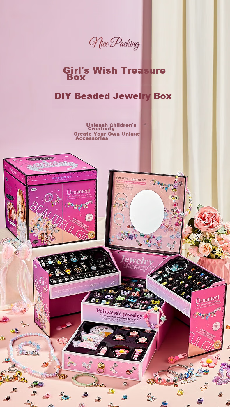 BEIBITONGHUA Bracelet Beads Toy for Children, Girls' Jewelry And Hair Accessories Gift Box, Pretend Play DIY Handmade Birthday Gift 1