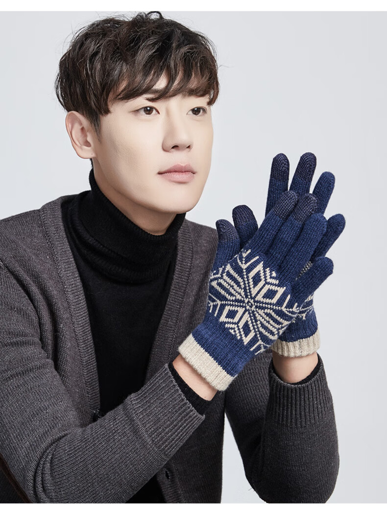 TUCANO Men's Wool Touchscreen Gloves Thickened Warm Winter Cycling Driving Knitted Gloves Gift for Boyfriend 1