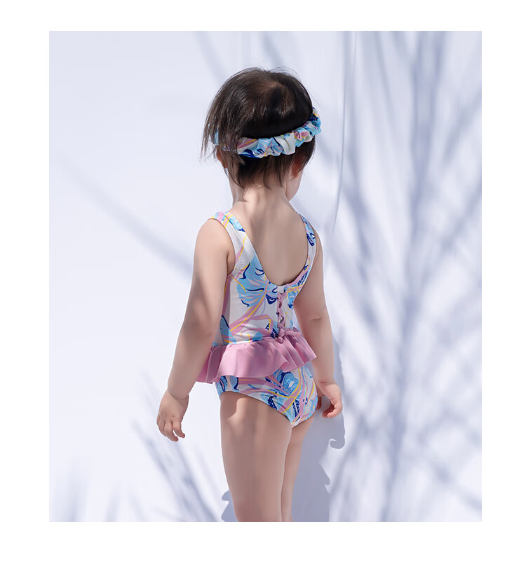 Yizi Children's Swimsuit, One-Piece Swimwear for Girls, Toddler And Baby Hot Spring Swimwear with Hair Tie, EZI20G061, 110cm 8