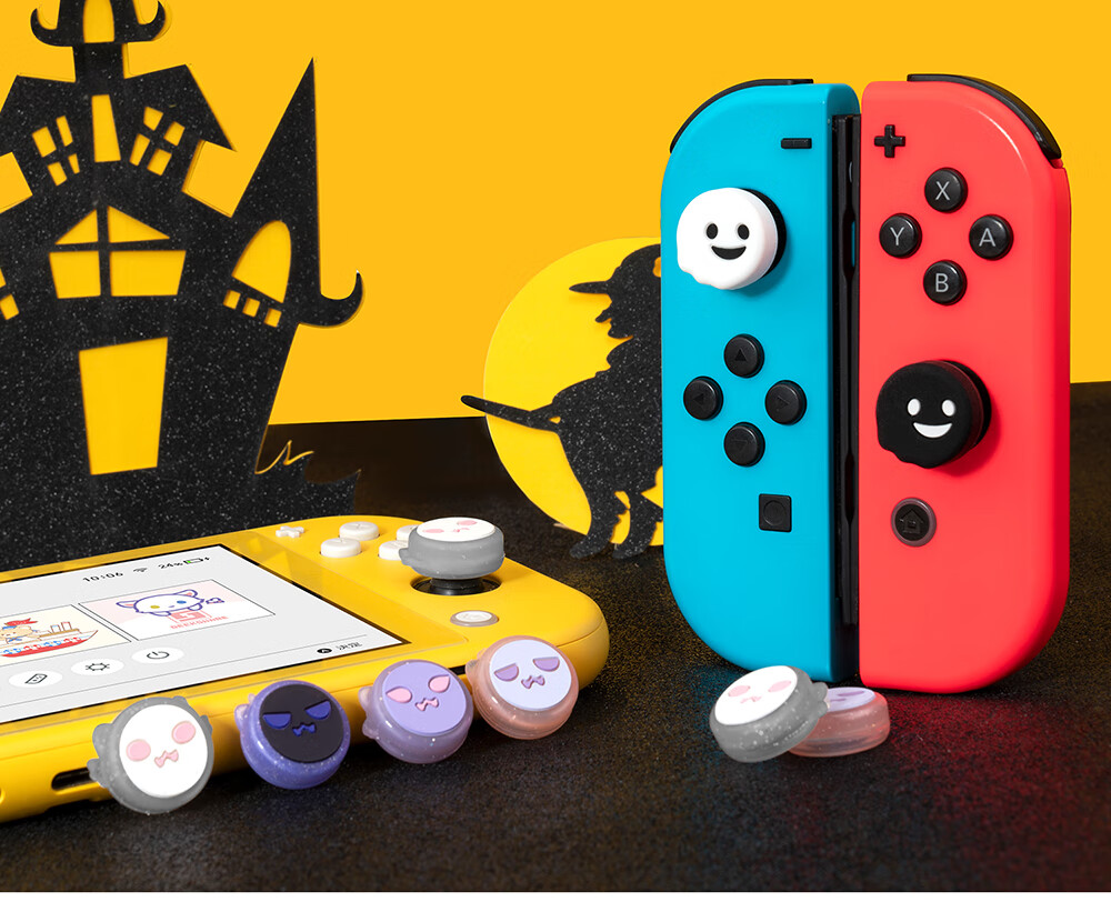 Jixiang Switch 2 Joystick Cap, Anti-Sweat, Non-Slip, Anti-Friction Joy-Con Controller Joystick Cap for NS2 Generation, Black And White Sweet Heart Skeleton Silicone Protective Cover, 4 Pieces 5