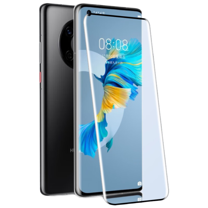 Baozou [Compensation for Defective Products] Tempered Glass Screen Protector for Huawei Mate40, HUAWEI Mate40/40E Phone Film, Curved Full-Screen Coverage, High-Definition, Anti-Scratch, Anti-Fingerprint Protective Film