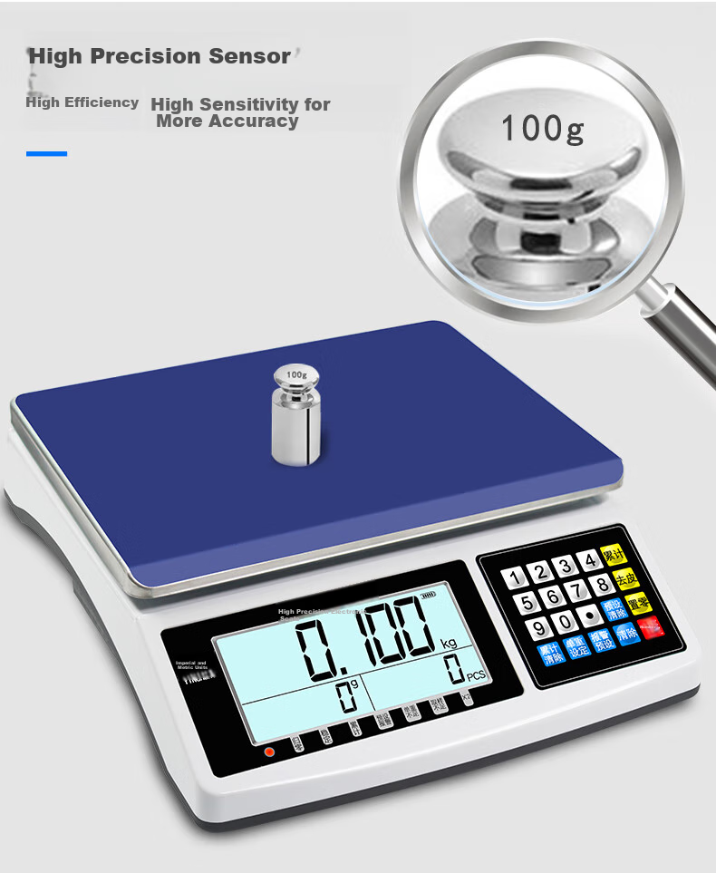 Yingheng High-Precision Electronic Scale, Platform Scale with Precise Counting Function, Weighing Precision Scale, Desktop Scale, Industrial Scale, 15kg Capacity, 0.1g Accuracy 7