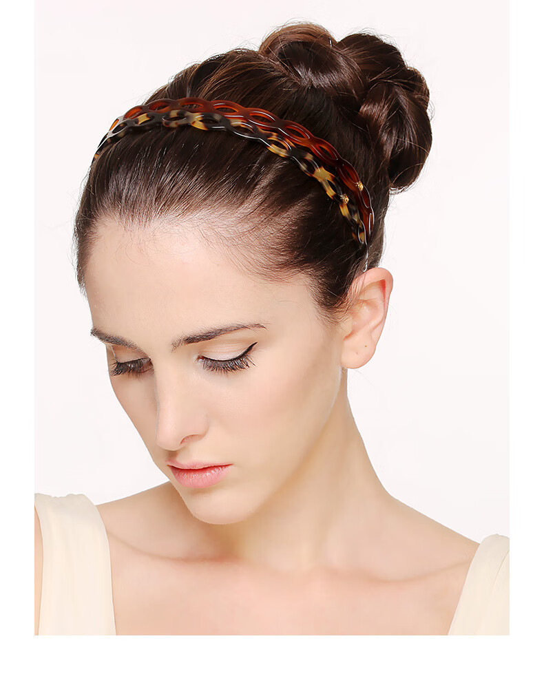 ALEXANDRE DE PARIS Mid-Autumn Festival Gift Simple Headband Romantic Hollow-Out Hairband Fashionable Versatile Hair Accessory 1573 E Dark Brow 6