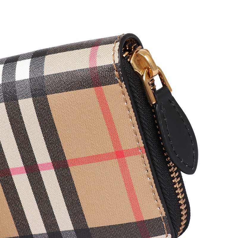 【巴宝莉女士钱包钱夹】burberry 巴宝莉 女士古典黄色皮革格纹长款