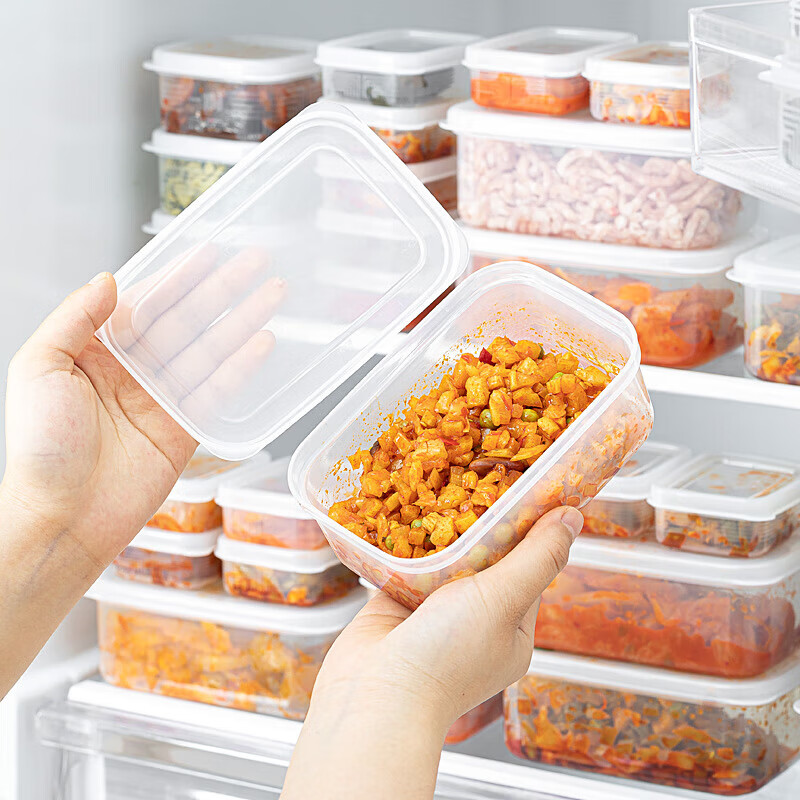 BJ Refrigerator Storage Containers, Freezer Boxes for Pickled Vegetables And Preserved Foods, Onion Ginger Garlic Food Grade Divided Containers, 100ml*4 Pieces