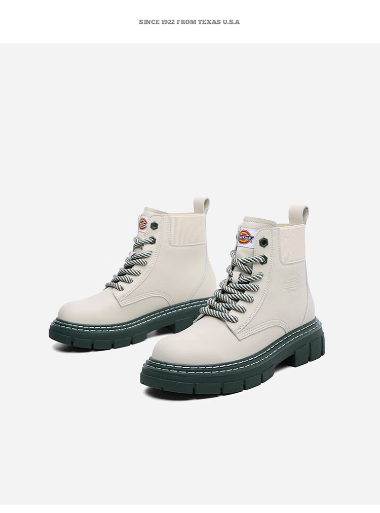 Dickies Women's Martin Boots, Fashionable Versatile Work Boots, High-Top Lace-Up Women's Boots, Beige, Size 35 11