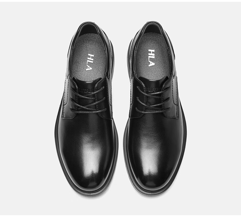 HLA Leather Shoes, Men's Formal Dress Shoes, Business Heightening Derby Shoes HAAPXM1EBH081, Black Heightening, Size 39 35
