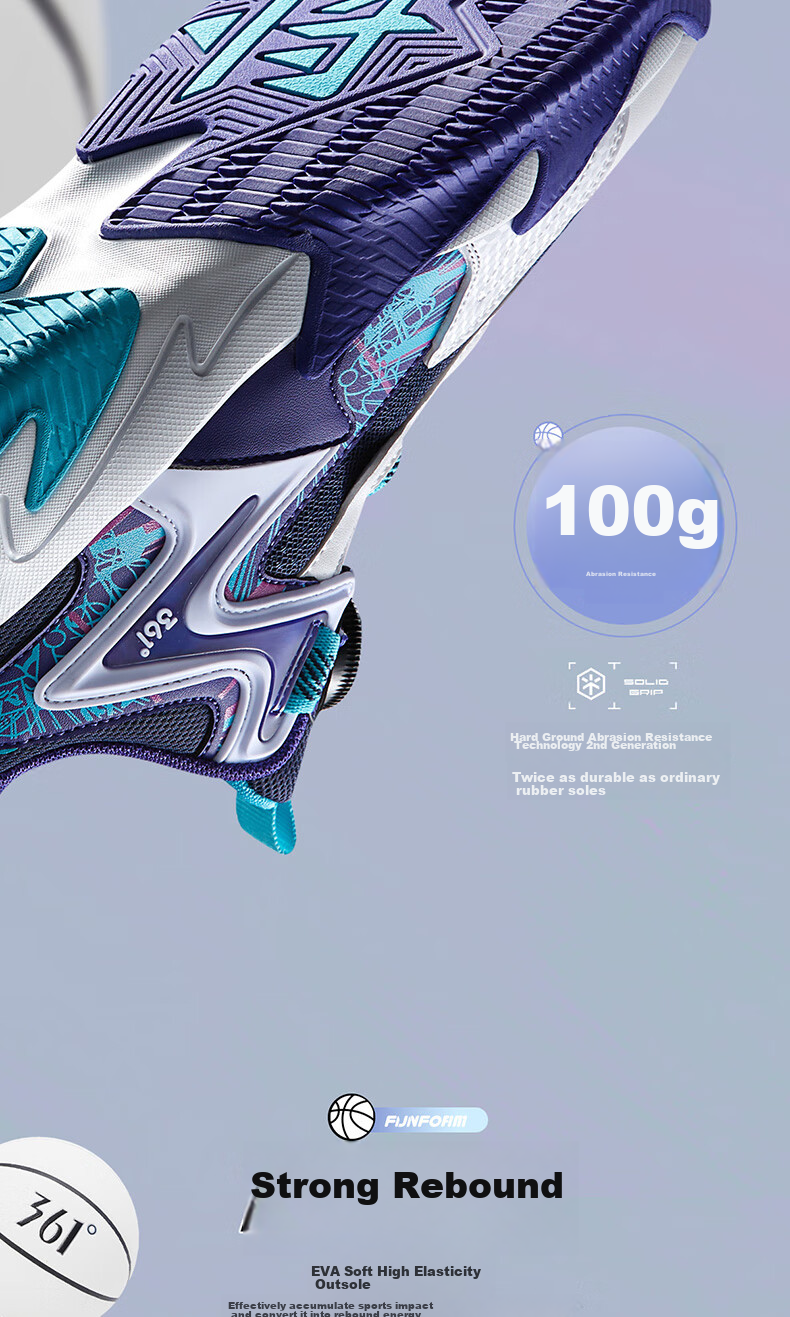 361° Children's Sports Shoes, All-Season Youth Basketball Shoes with Durable Rotating Buckle, Blue, Size 40 5