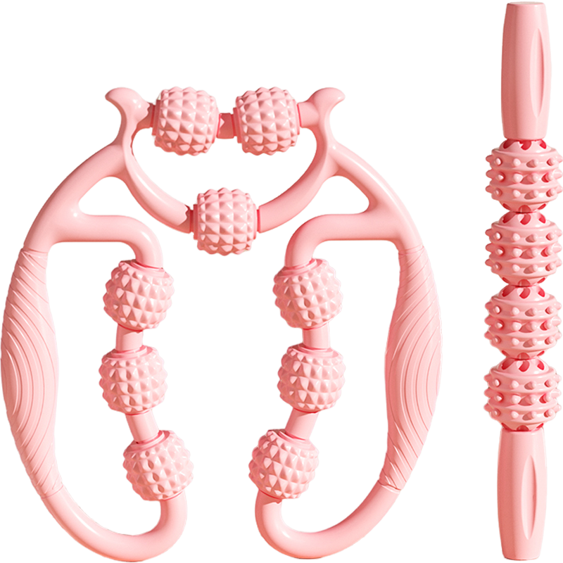 Duweike Leg Massager Roller Ring Leg Muscle Relaxation Device Massage Roller Spiked Club Two-Piece Set