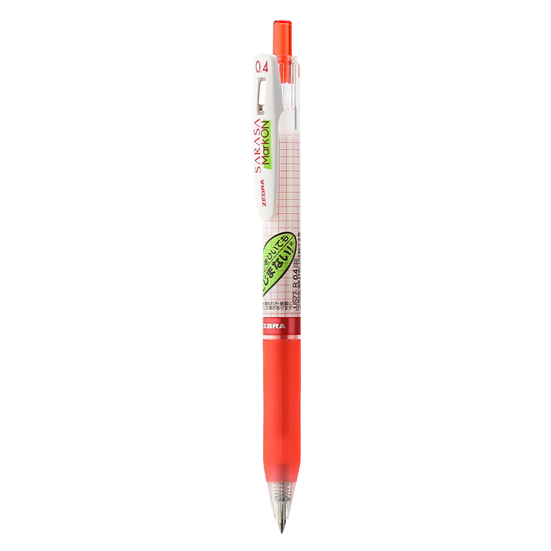 ZEBRA Academic Series Gel Pen, 0.4mm Bullet Tip, Push-Button Signing Pen, Student Exam Pen, Marking Pen, JJS77, Red, Single Pe