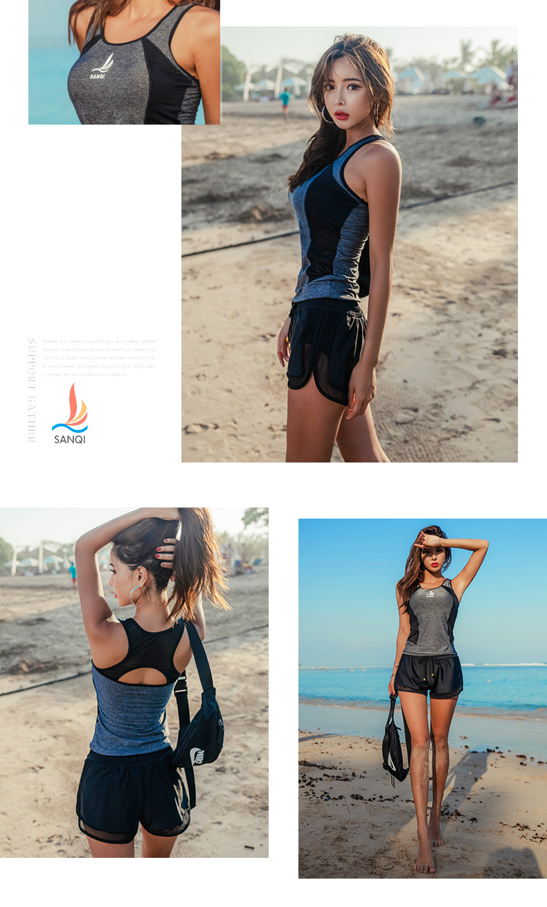 Sanqi Two-Piece Swimsuit for Women with Boyshort Bottoms, Plus Size Slimming Tummy Control Conservative Hot Spring Swimwear 19050 Black L 7
