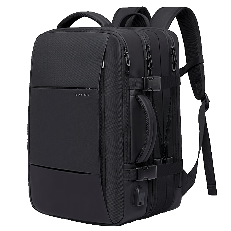 Bange Men's Business Commute Large Capacity Expandable Travel Bag Gift, 17.3-Inch Laptop Backpack, Black, Large