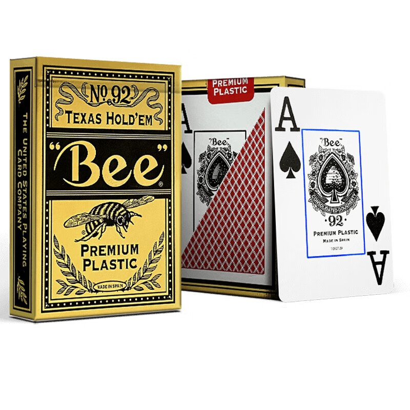 Bee Portable Plastic PVC Waterproof Wide-Format Texas Hold'em Poker Cards, Holiday Gift Box Set of 2 Decks 3