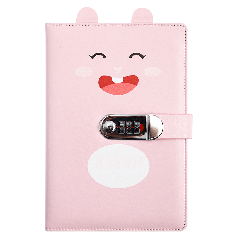 Faramon Children's Day Gift Password Lock Notebook A5, Multifunctional with Lock Clasp Diary, Thickened Journal, Simple Student Stationery, Pink