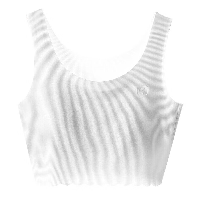 Dingguagua Girls' Underwear, Puberty Training Bra for Elementary School Students, First Stage Camisole, Children's Bra, Seamless, Anti-Nipple Show, Summer, White 75A