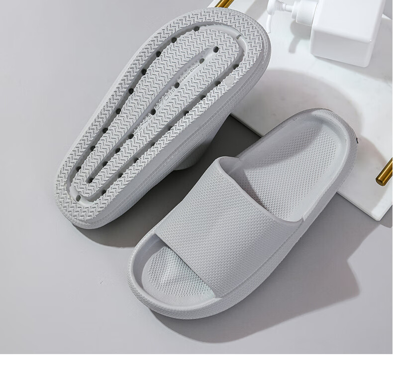 GUOLUOFEI 2025 New Thick-Soled Couple Slippers, Home Indoor Slippers with Squishy Feel, Women's Sandals, Gray, Size 36-37 9