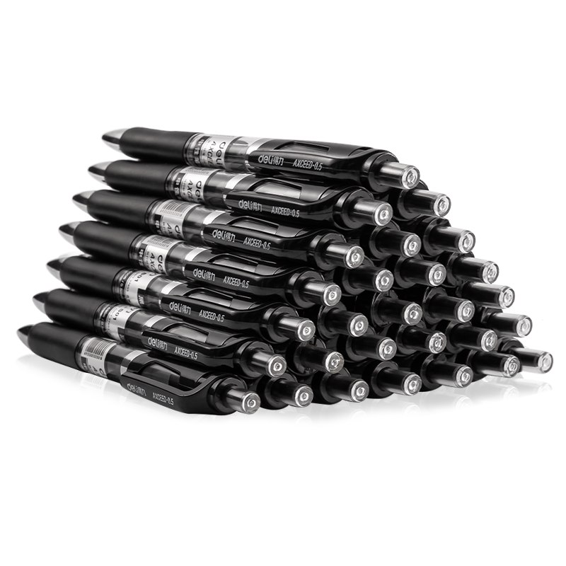 Deli S01 Gel Pen, 0.5mm Bullet Tip, Classic Office Retractable Pen, Black, 30 Pens/box, 33489 Gaokao Exam