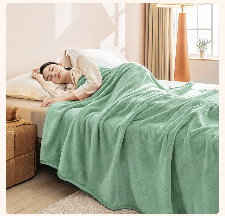 JD Original Flannel Blanket in Matcha Green, 1150g Air Conditioning Blanket, Thickened Blanket for All Seasons, Sofa Nap Blanket, Throw Blanket, 1.5x2m 8