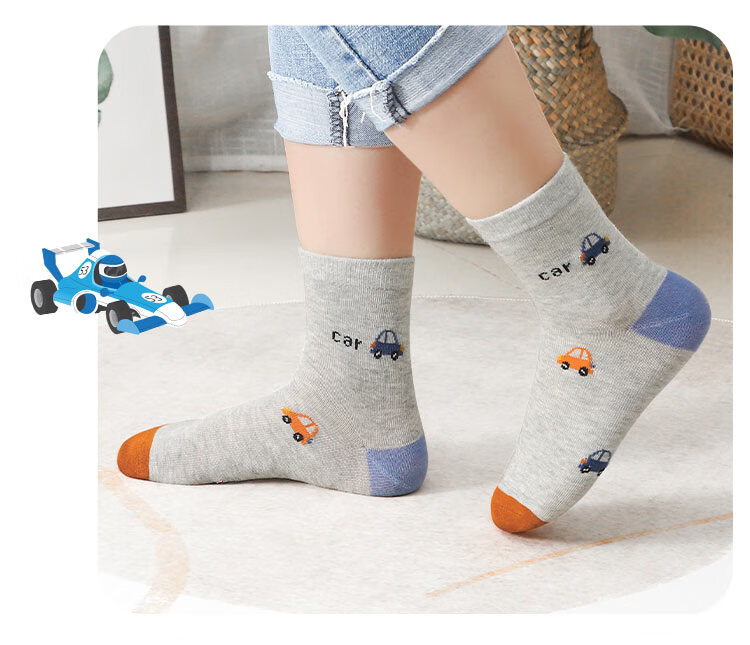 LangSha Children's Socks for Boys, Spring And Summer Cotton Socks, Comfortable Breathable Casual Sports Socks for Young, Middle And Big Boys, Mid-Calf Socks 9