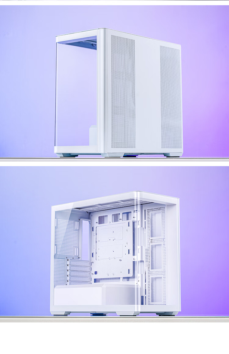 JONSBO D300 White MATX Case (Pillarless Curved Panoramic Design, 360mm Radiator Support, ATX PSU, 10 Fan Positions, Type-C Gen2 10Gbps+) 20