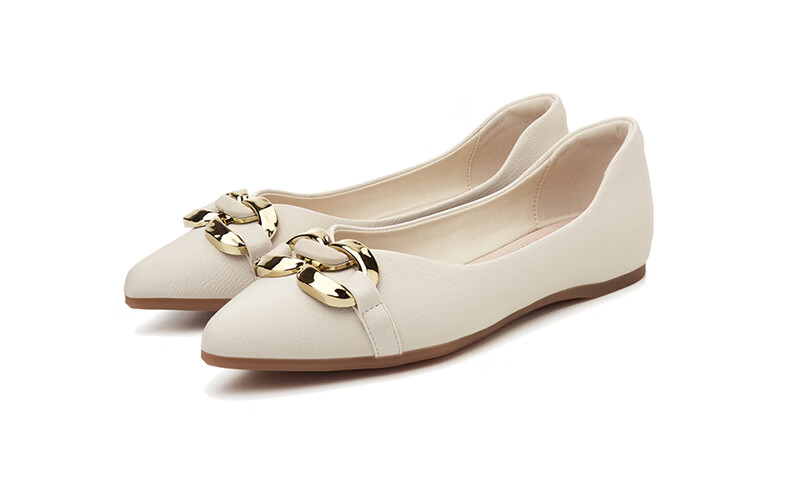 DAPHNE Flat Shoes, Soft Sole, Fashionable Women's Flats, Professional Commuter Shoes, Pointed Toe Loafers, 4623101057, Apricot Color, Size 39 20