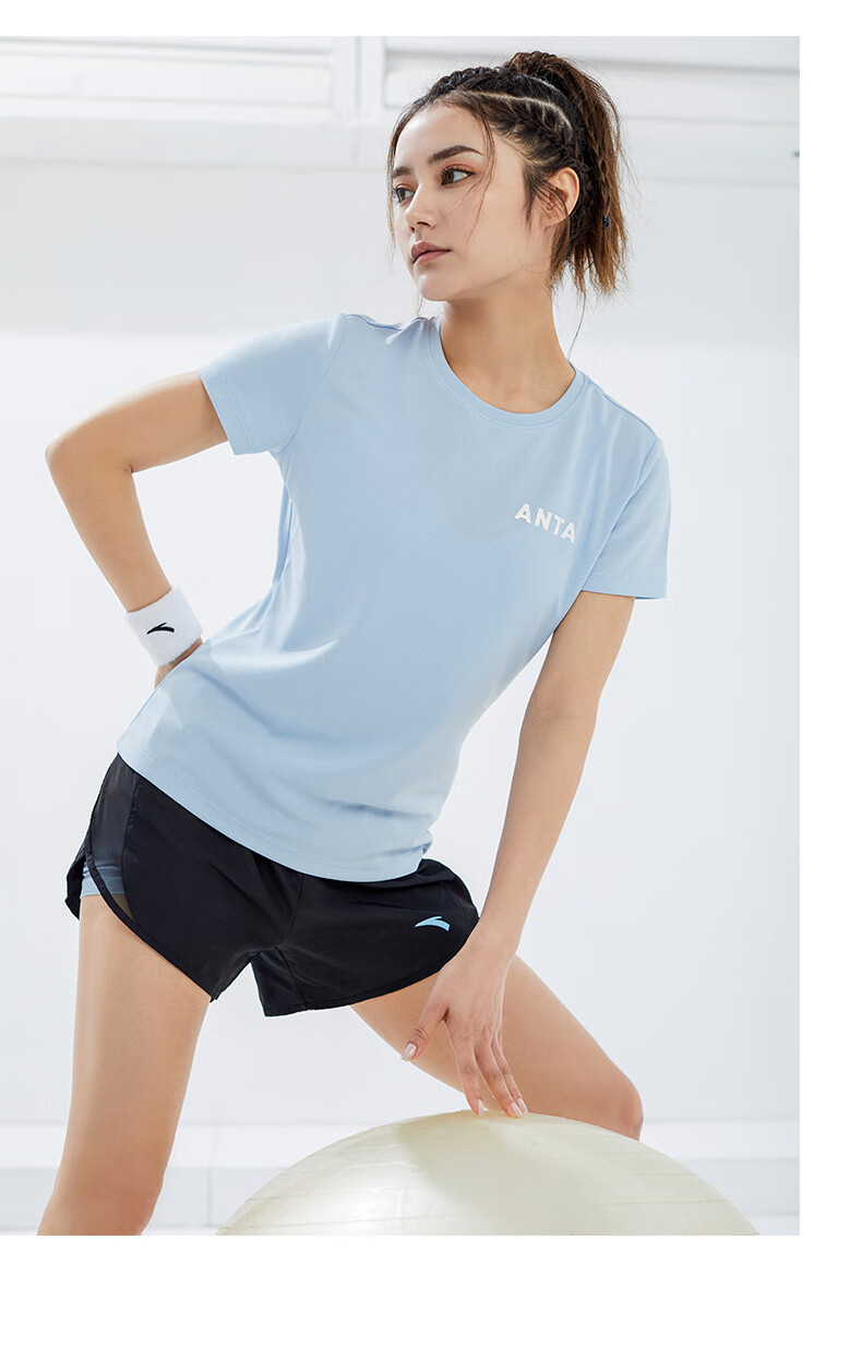 Anta Quick-Dry Sports Set | Women's Summer New Breathable Short Sleeve and Shorts Badminton Two-Piece Set with Anti-Exposure Design 21