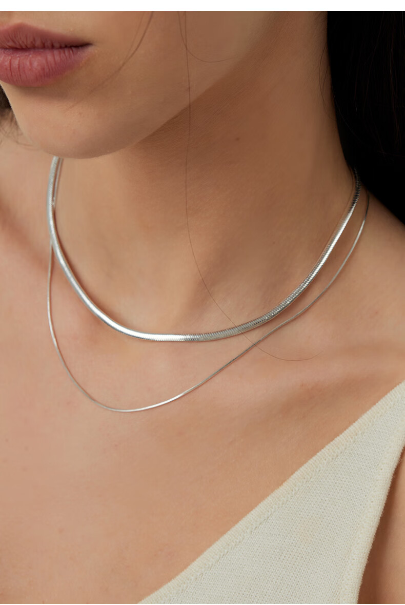 Arsis Free-Style Double Layer Snake Bone Chain Necklace Fashion Necklace Gift for Girlfriend's Birthday, Gold Double Layer Snake Bone Chai 3