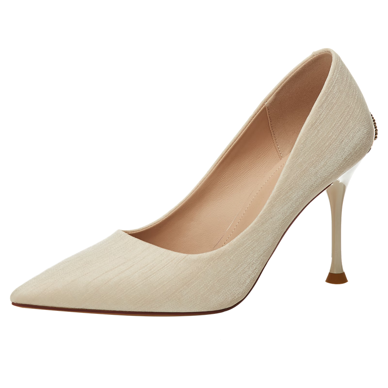 DAPHNE Women's High Heels, Black Pointed Toe Stilettos, Elegant Pumps, Professional Work Shoes, Height-Increasing Low-Cut Women's Shoes 4622101063 Beige 40