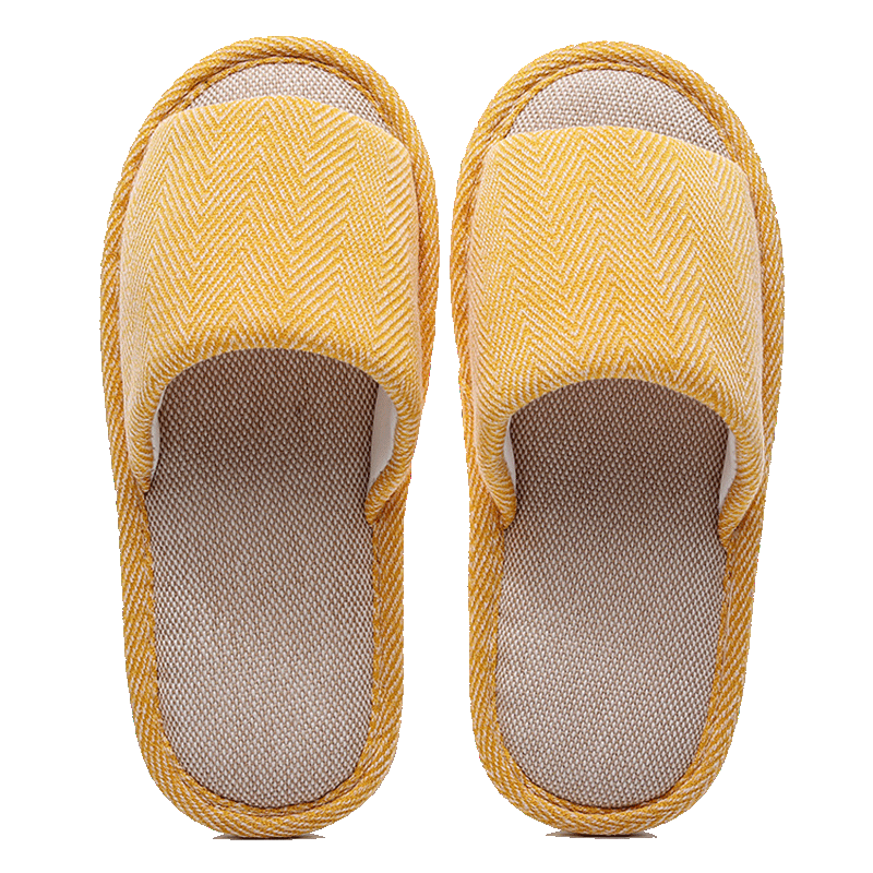 GUOLUOFEI Home Slippers for Men, Summer Indoor Cloth Linen Couple's All-Season Spring Autumn Floor Shoes, Yellow, Size 40-41
