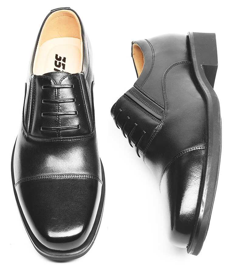 3515 Qiangren Formal Shoes for Men with Three-Joint Design, Leather Business Casual Slip-On Style, Top-Grain Cowhide, Black, Size 46 8