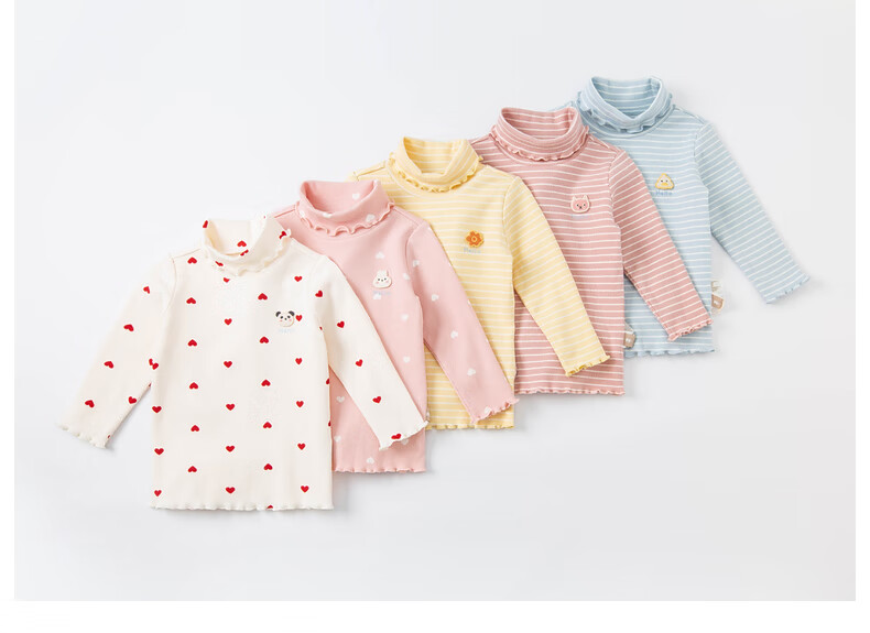 DAVE & BELLA Kids Pullover Girls Long Sleeve Turtleneck Winter T-Shirt Baby Stylish Base Shirt 1