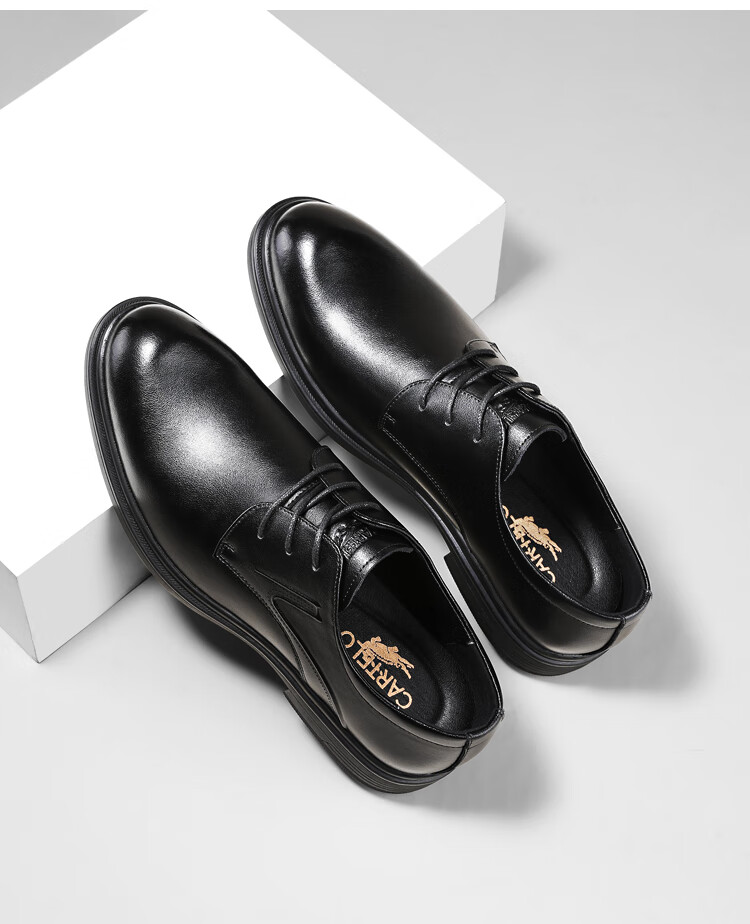 CARTELO Leather Shoes for Men, Business Formal Dress Shoes, Casual New Style Heightening Derby Shoes, Wedding Soft-Soled Breathable Groom's Shoes, British Style 14