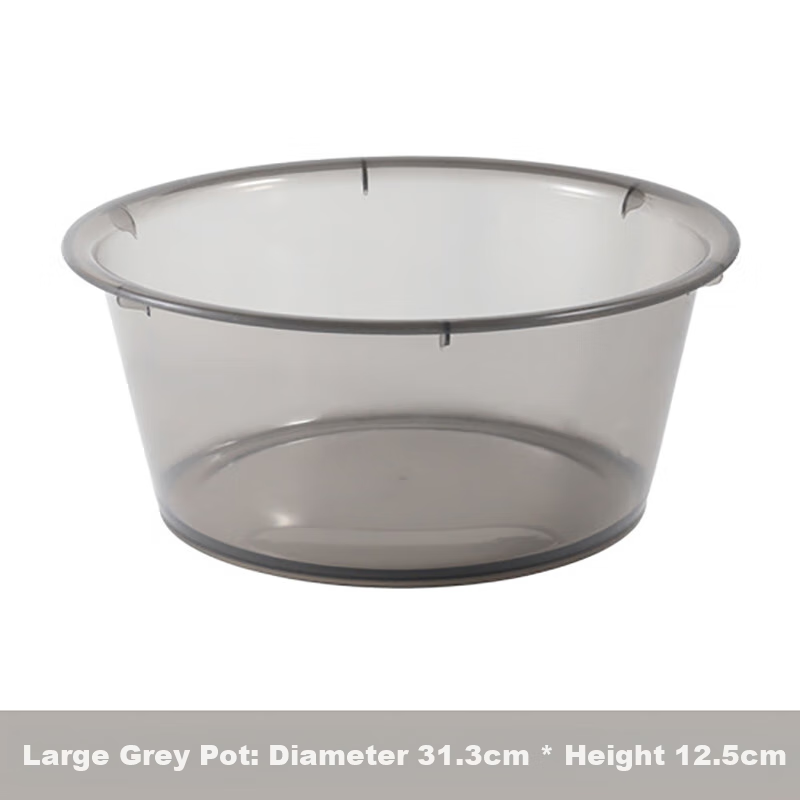 FOOJO Transparent Washbasin 31cm Thick Plastic Basin for Student Dormitory Foot Washing And Vegetable Washing (Large Gray)