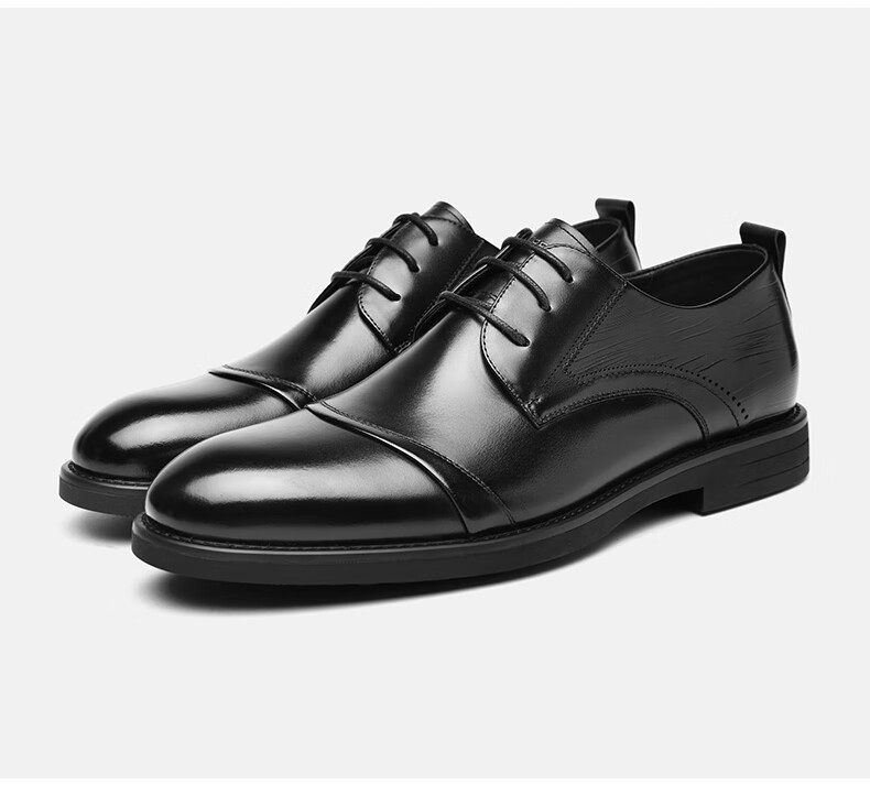 HLA Business Casual Men's Breathable Leather Derby Dress Shoes HAAPXM1EBA068 Black Size 38 31
