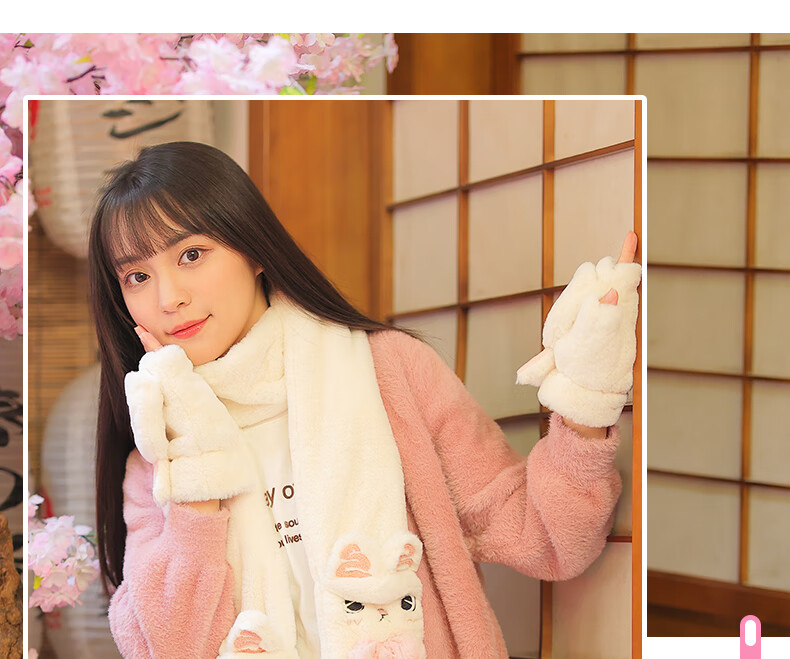 677888 Flip-Top Gloves for Women, Winter Student Cute Cycling Warm Half-Finger Christmas Gift for Girls Birthday Present 23