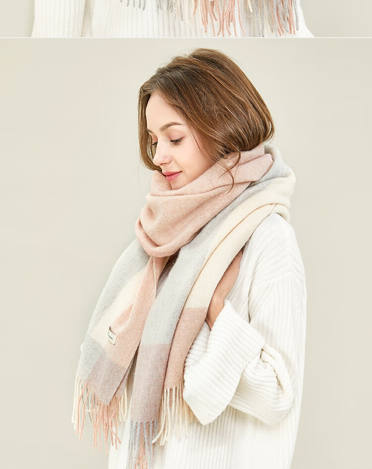 JIUMU Pure Wool Scarf for Women, Autumn And Winter Neck Warmer, Ladies' Warm Shawl, Gift for Women on National Day Or Birthday, Gift Box Packaging 15