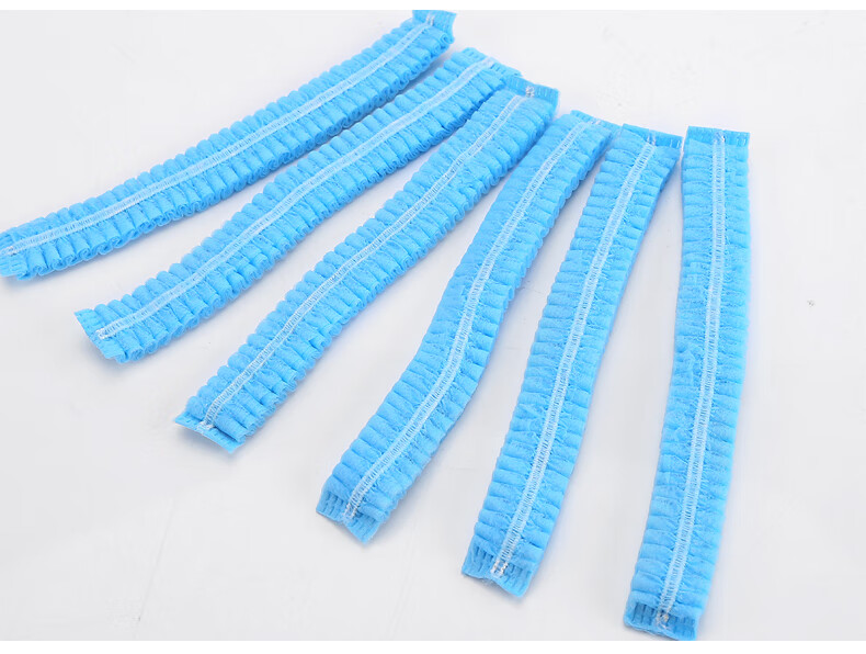 Houchuang Disposable Dustproof Cap [Next Day Delivery in Beijing] Non-woven Strip Dustproof Anti-Hair Loss Cap 21-inch Blue Double Rib 100pcs 1