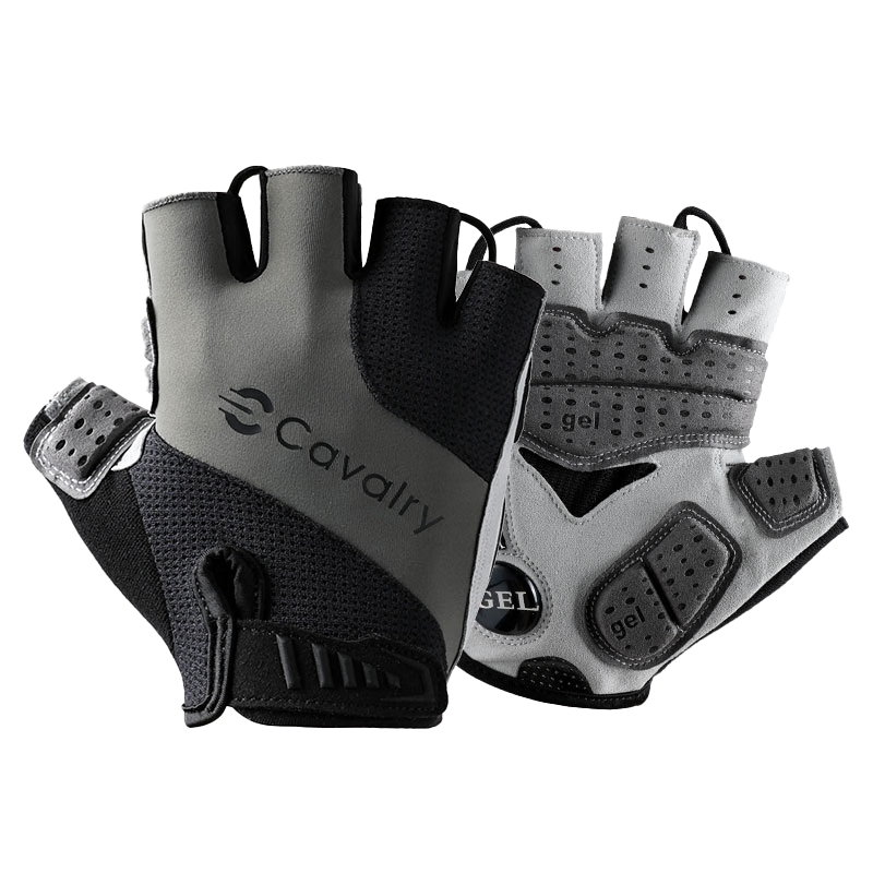CAVALRY Silicone Half-Finger Gloves for Summer Outdoor Sports And Fitness, Men's And Women's GEL Short-Finger Mountain Bike Road Bike Shock-Absorbing Sweat-Wicking Gloves Cycling Equipment, Black-Gray XL