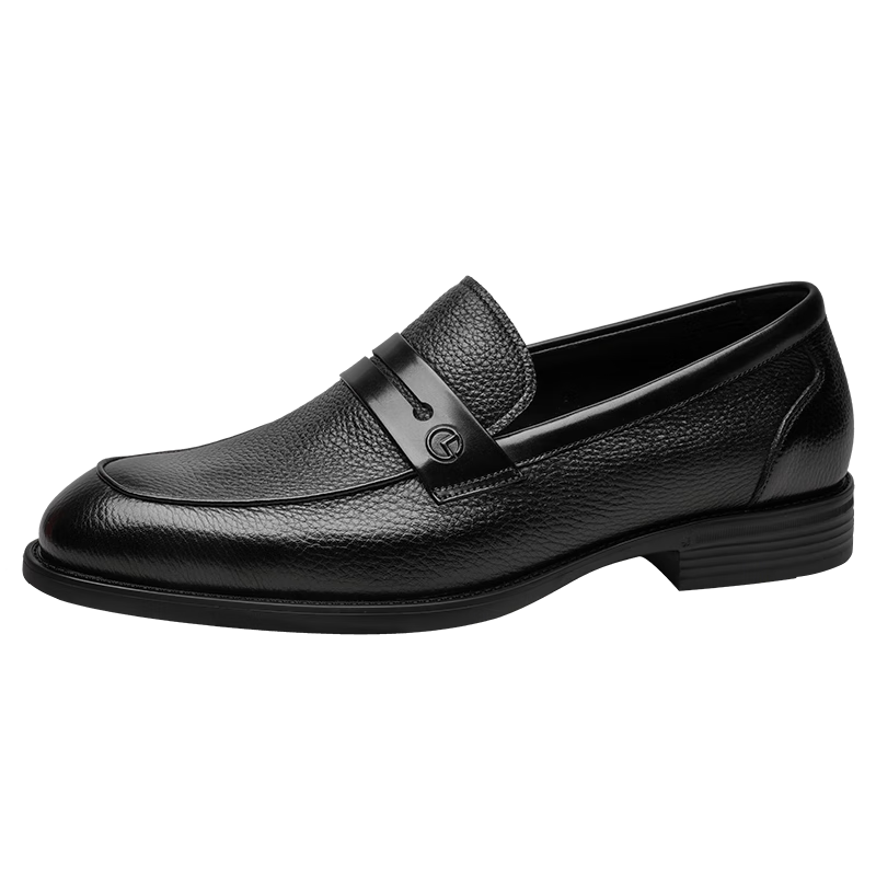 Goldlion Men's Shoes, Business Casual Leather Shoes, Lightweight Comfortable Slip-On Loafers G521310324AAB - Black - Size 43