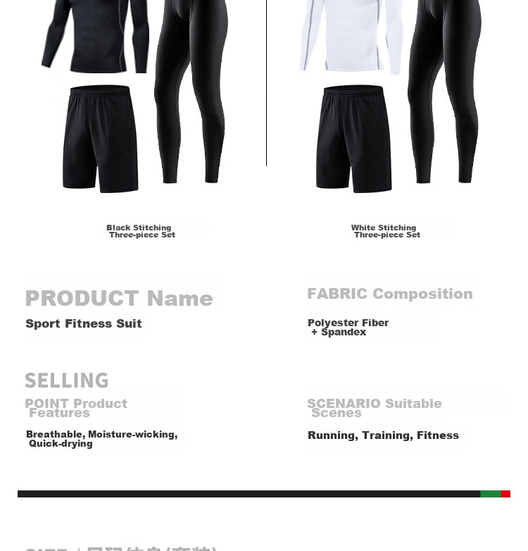 Fandimu Sports Set for Men, Three-Piece Fitness Outfit, Tight-Fitting Shirt for Running, Basketball, Badminton, Quick-Drying Breathable Weight Loss Wear 14